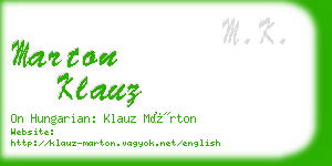 marton klauz business card